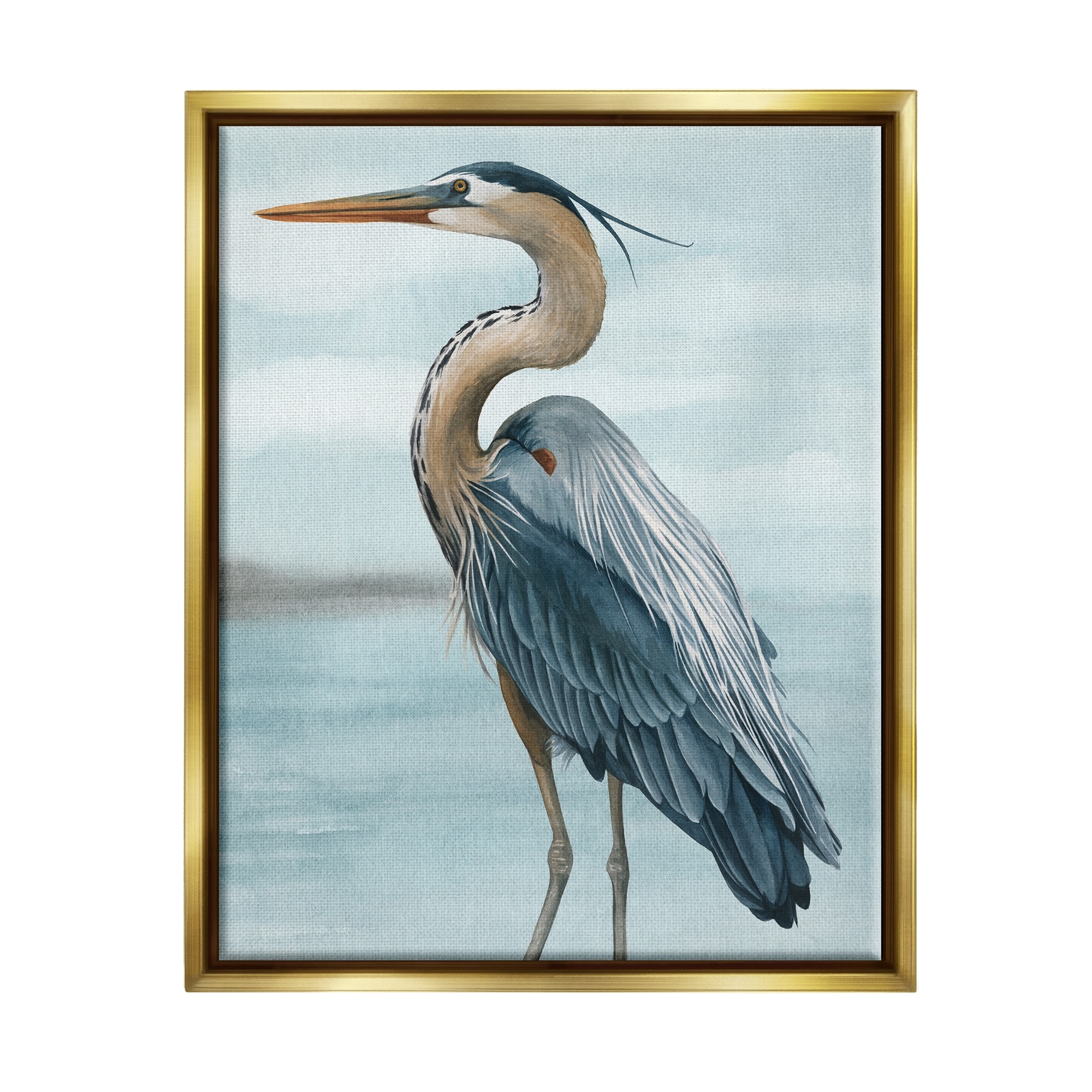 Stupell Heron Bird on Beach Framed Floater Canvas Wall Art Design by Grace Popp