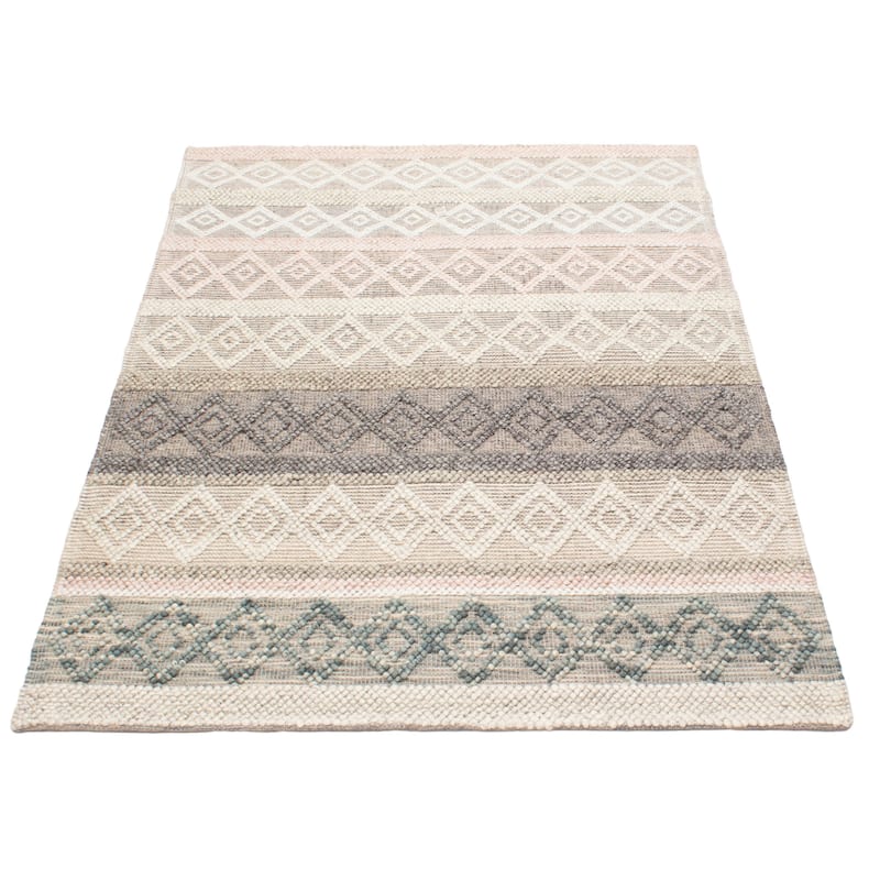 ECARPETGALLERY Braid weave Sienna Grey Wool Rug - 5'2 x 7'5
