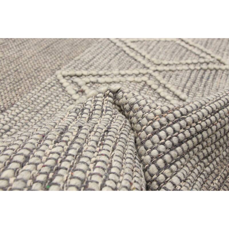 ECARPETGALLERY Braid weave Sienna Grey Wool Rug - 6'1 x 8'8