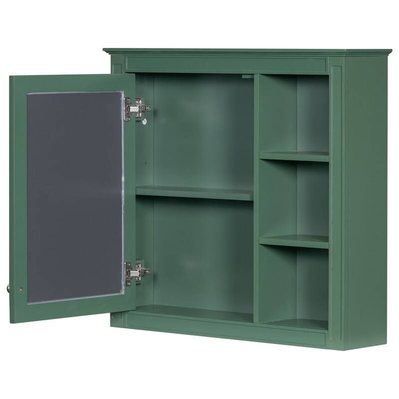 30'' x 28'' Wall Mounted Storage Cabinet for Bathroom,Mirror Cabinet with 3 Open Shelves