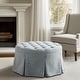 preview thumbnail 1 of 5, Martha Stewart Terri Blue Skirted Tufted 32 inches Round Ottoman Clear