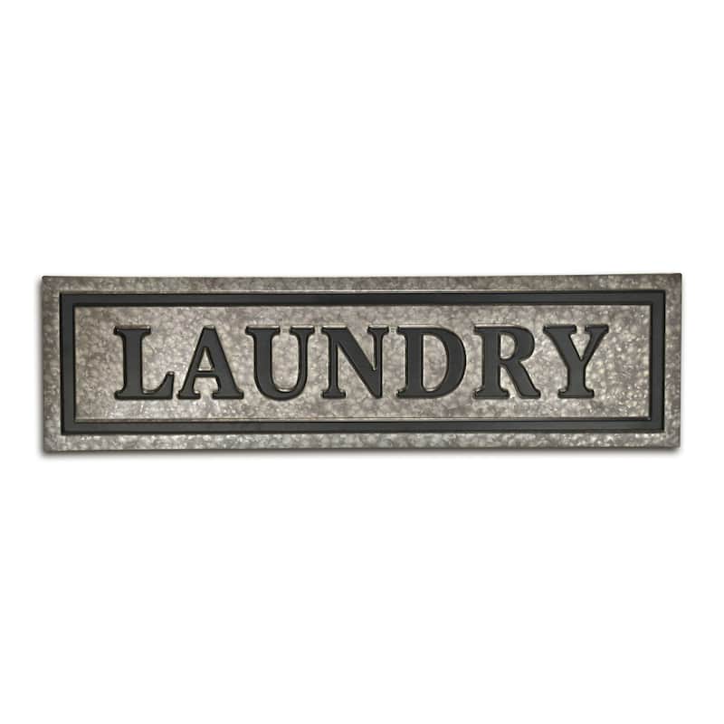 HomeRoots 10" X 36" Gray Laundry Galvanized Metal Wall Decor