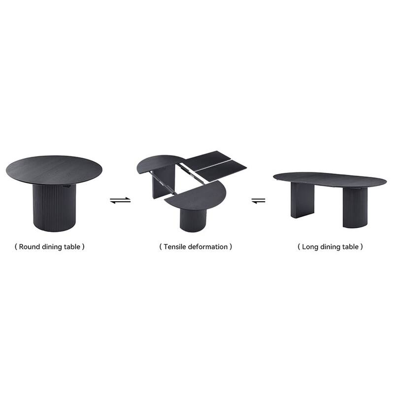 Modern Expandable Dining Table, Solid Top Extending Table