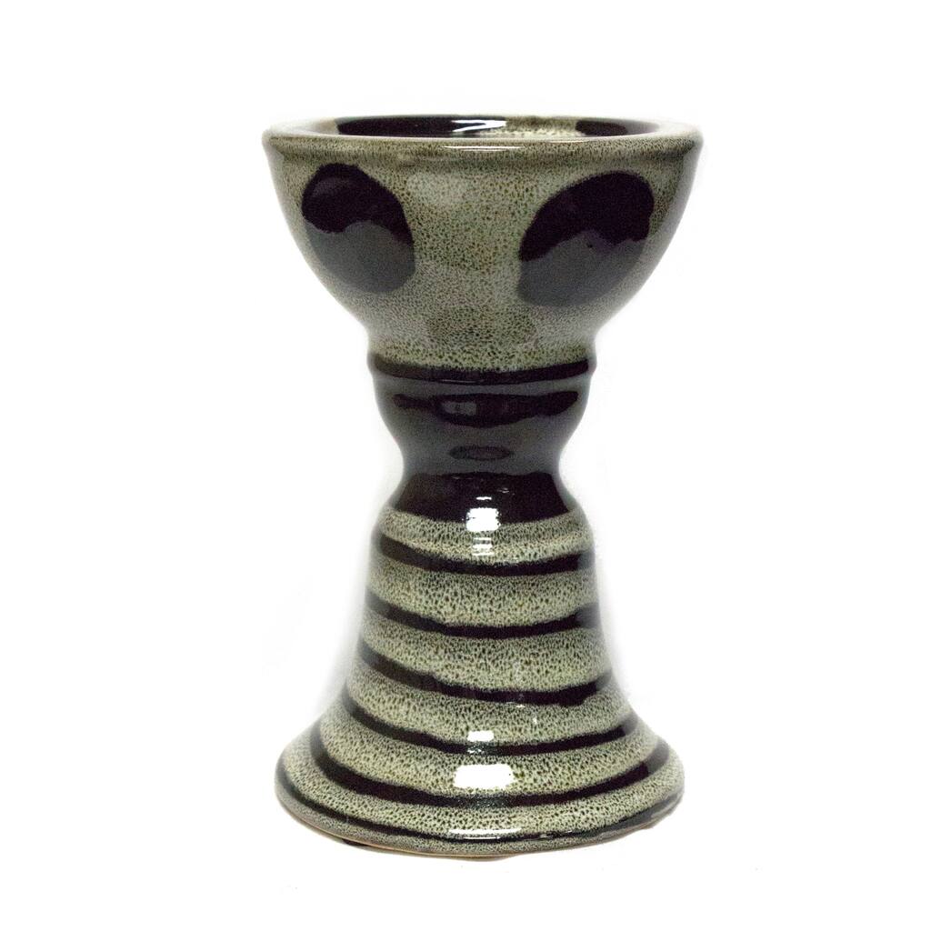 Candle Holder, Gray, black 7.25"H - 4.5" x 4.5" x 7.25"