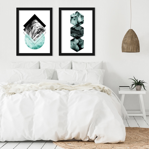 Modern Abstract Botanical Hexagon by Pop Monica - 2 Piece