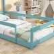 preview thumbnail 5 of 6, Twin Size Pine Wood Platform Bed Frame with House-Shaped Headboard Floor Bed with Full-Length Guardrails, Light Blue