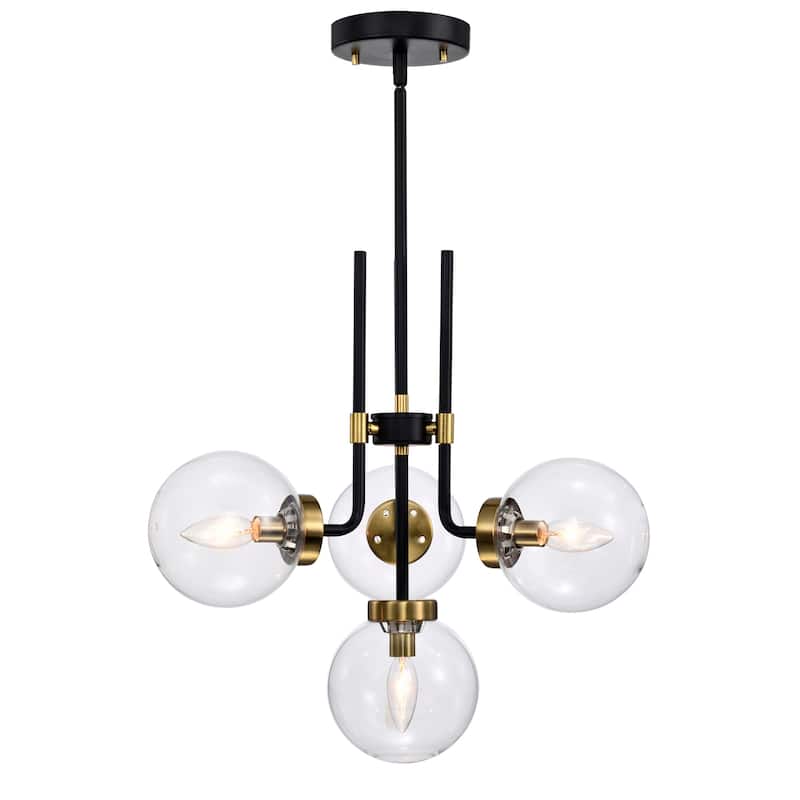 Brigita 47 Inch Modern-Contemporary Style Ceiling Lighted Chendelier Matte Black and Silver Polish 4-Light - N/A