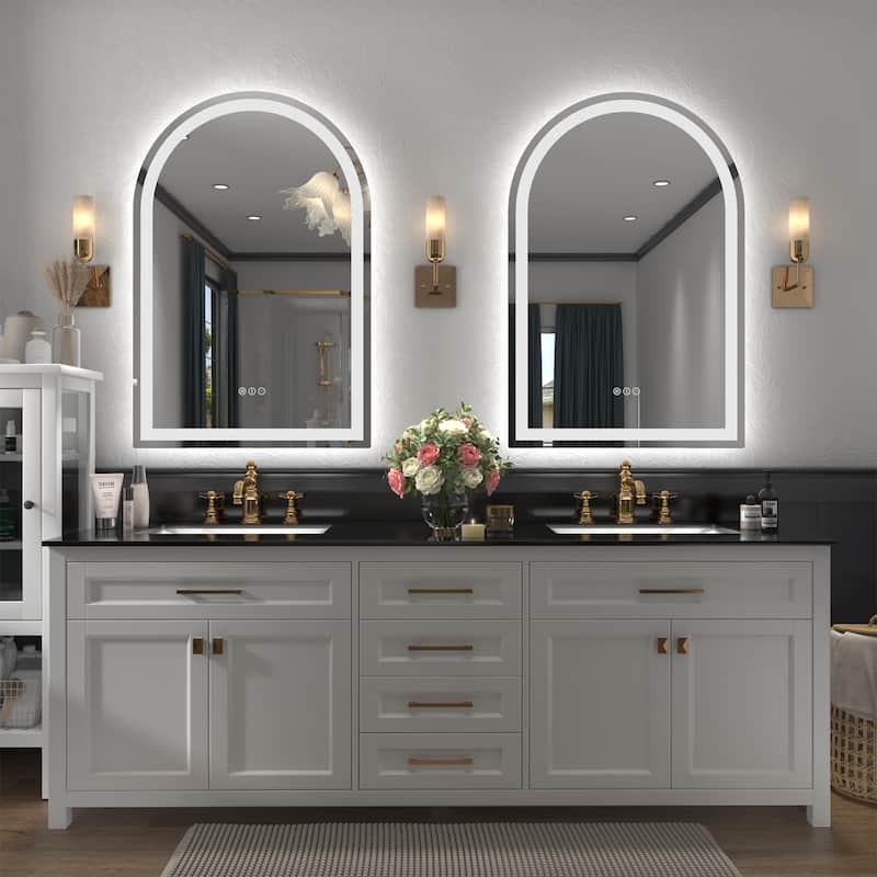 Arched LED Bathroom wall Mirror Front and Backlit light Anti Fog with 3 Year Warranty