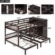 preview thumbnail 5 of 10, Minimalist Design Full-Over-Twin-Twin Bunk Bed with 3 drawers,Shelves, Wardrobe and Mirror,Store Books,Display Decorations