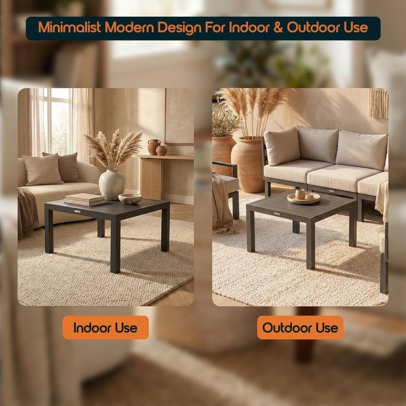 Chelsea 27" Square Aluminum Outdoor Coffee Table - Modern Weather Resistant Patio Accent Table, Rust-Proof Powder Coated Frame