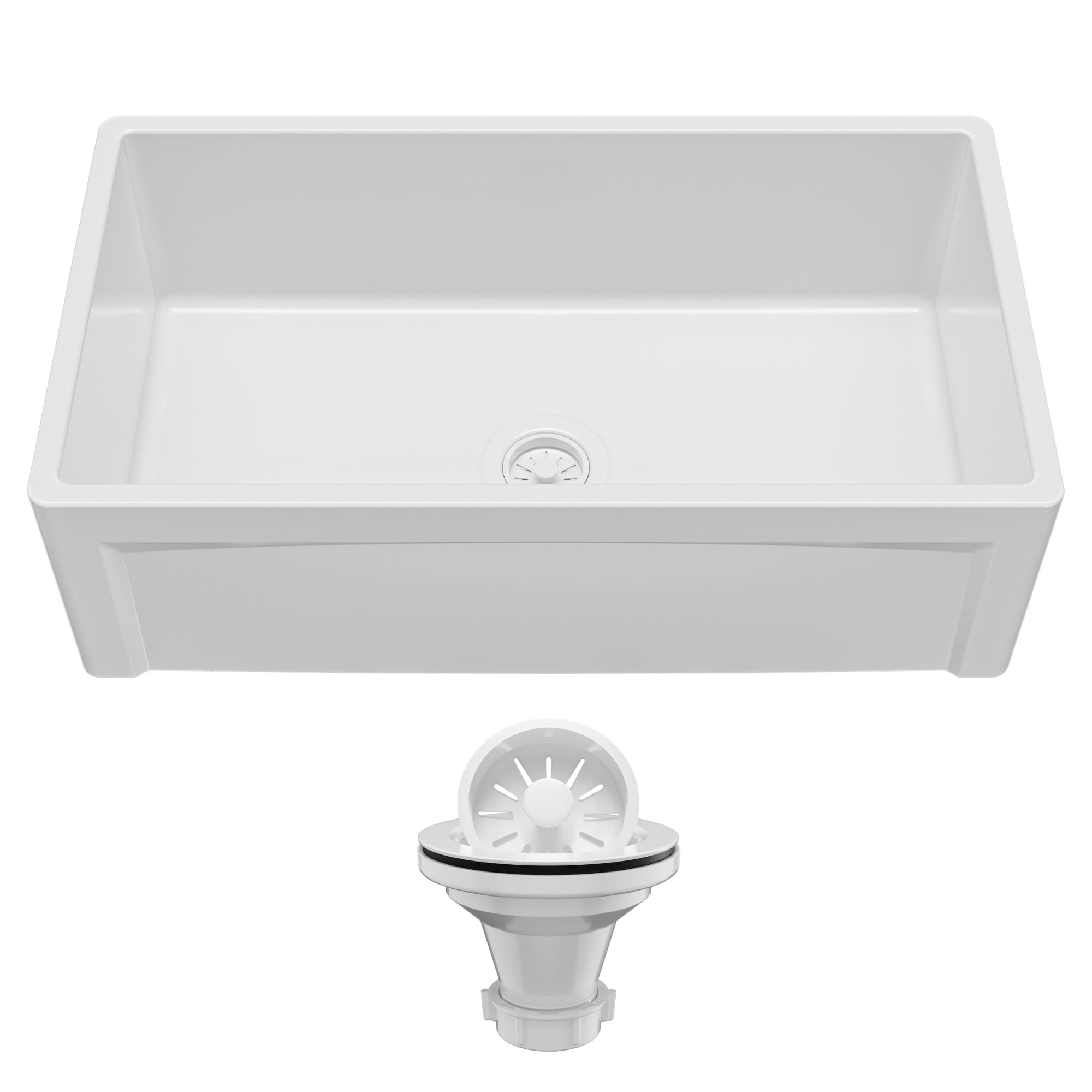 Karran FCP33SB 33" Single Bowl Panel Front Farmhouse Fireclay Kitchen Sink with Reversible Apron Front
