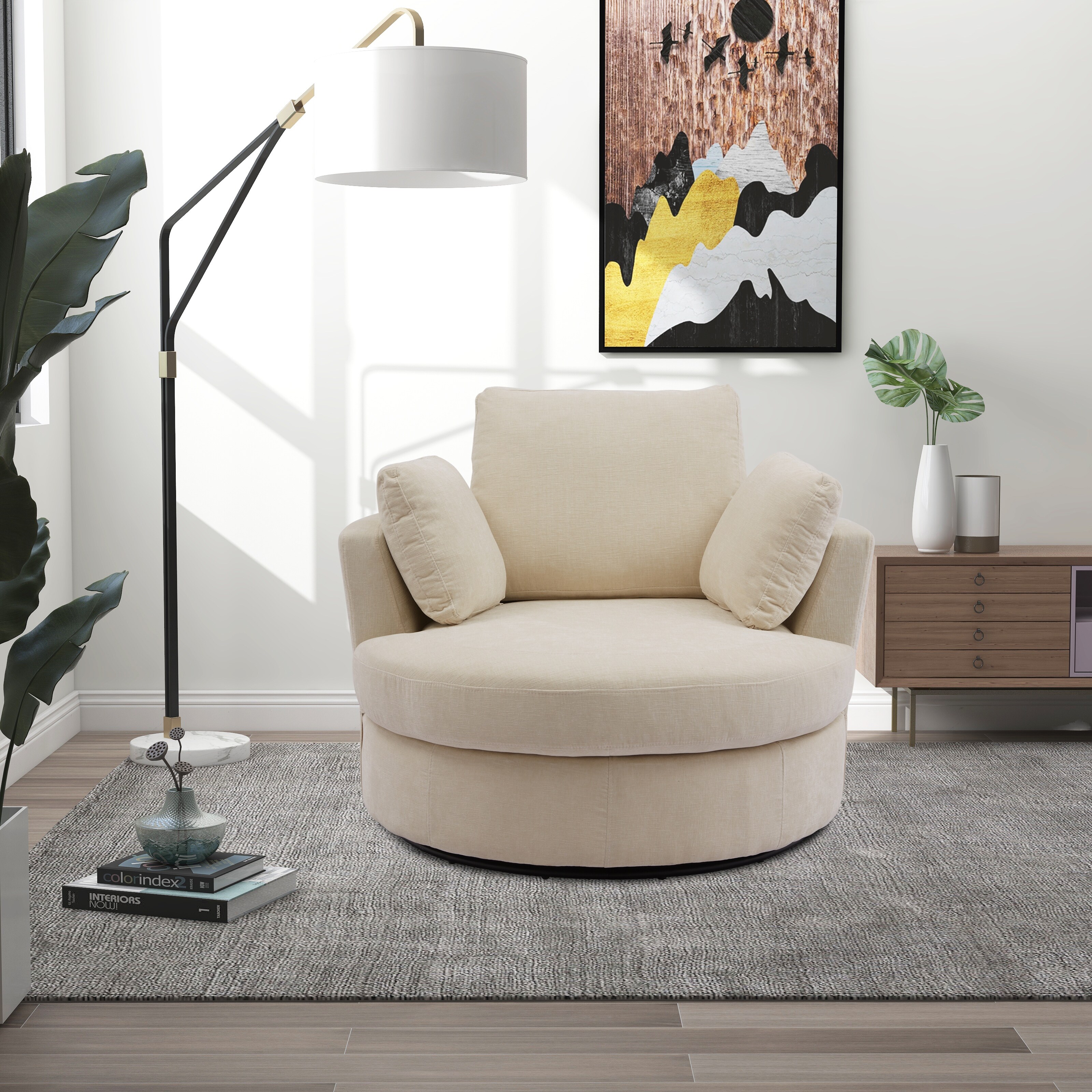 Swivel Accent Barrel Chair and Swivel Sofa Modern Arm Chair Cozy