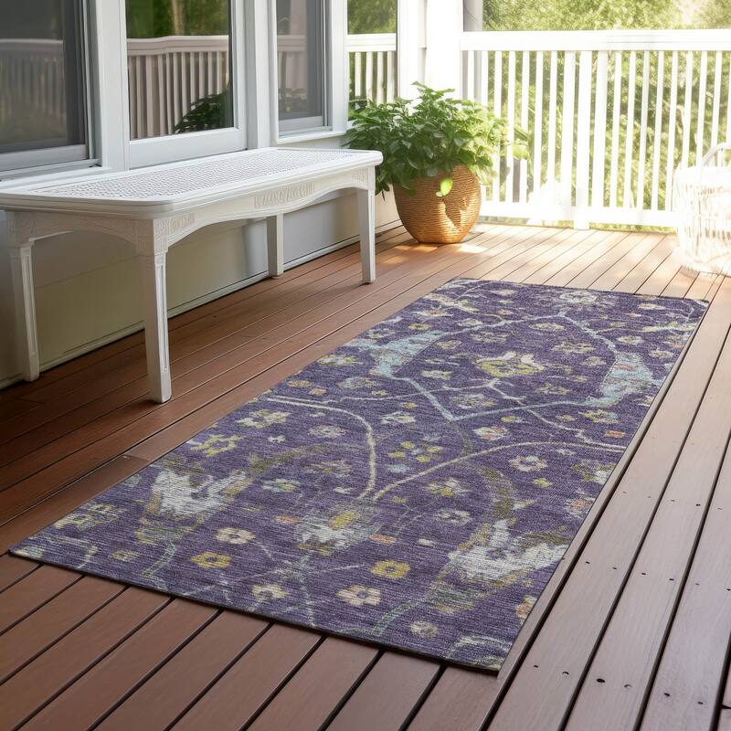 Machine Washable Indoor/ Outdoor Traditional Classic Chantille Rug - Eggplant - 2'3" x 7'6"