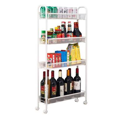 4 Layer Rolling Shelf Slim Can Spice Rack Holder Cart Storage Tower