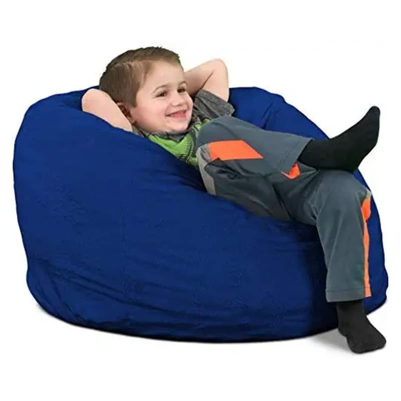 Ultimate Sack Kids Bean Bag Chair, Oversized Indoor Comfy Lounger, Blue Suede