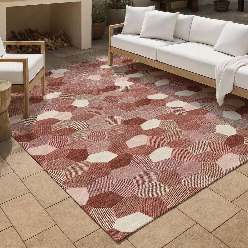 Machine Washable Indoor/ Outdoor Modern Loyd Chantille Rug - Burgundy - 2'6" x 3'10"