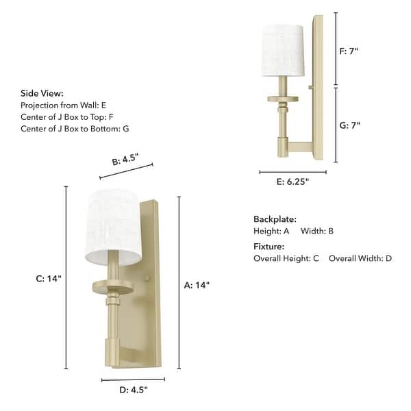 dimension image slide 0 of 2, Hunter Briargrove 1 Light Wall Sconce with Shade - Geometric, Transitional