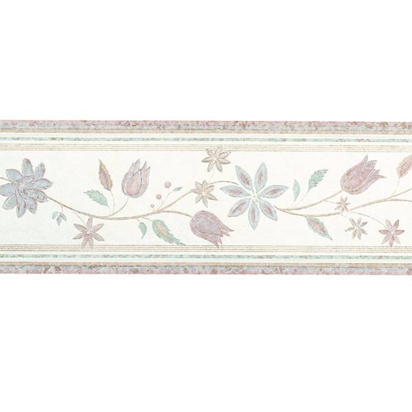 Shop Wallpaper Borders Striped Tulips And Daiseys Vinyl Border