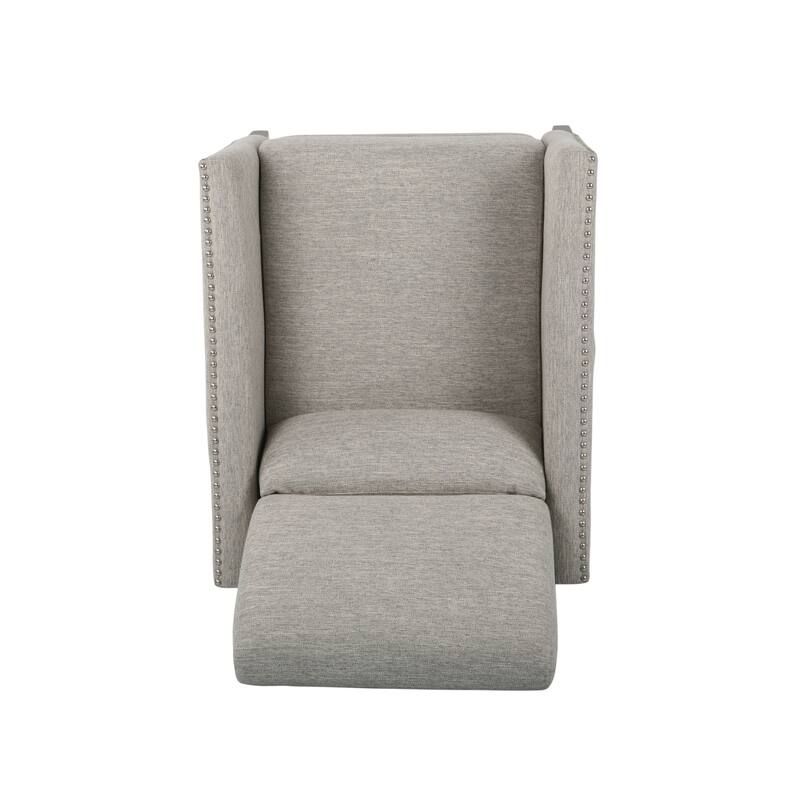 Pushback Recliner with Nailhead Accents and Birch Wood Legs