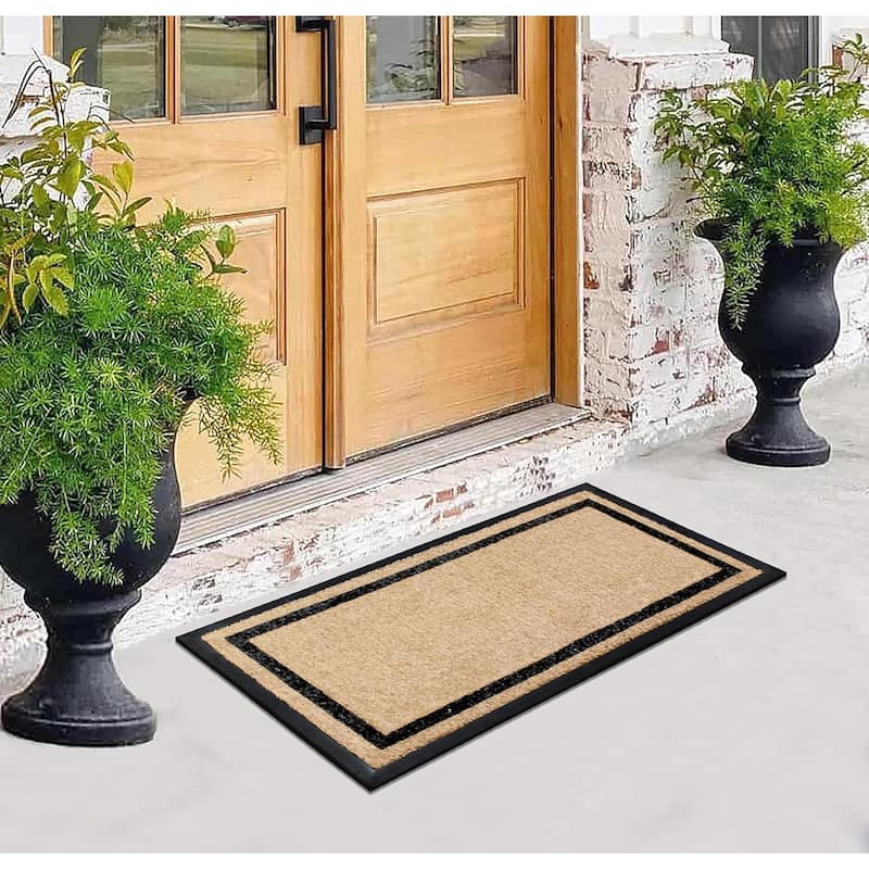 A1HC Rubber and Coir Heavy Weight large Outdoor Durable Doormat 24"X48", Beige