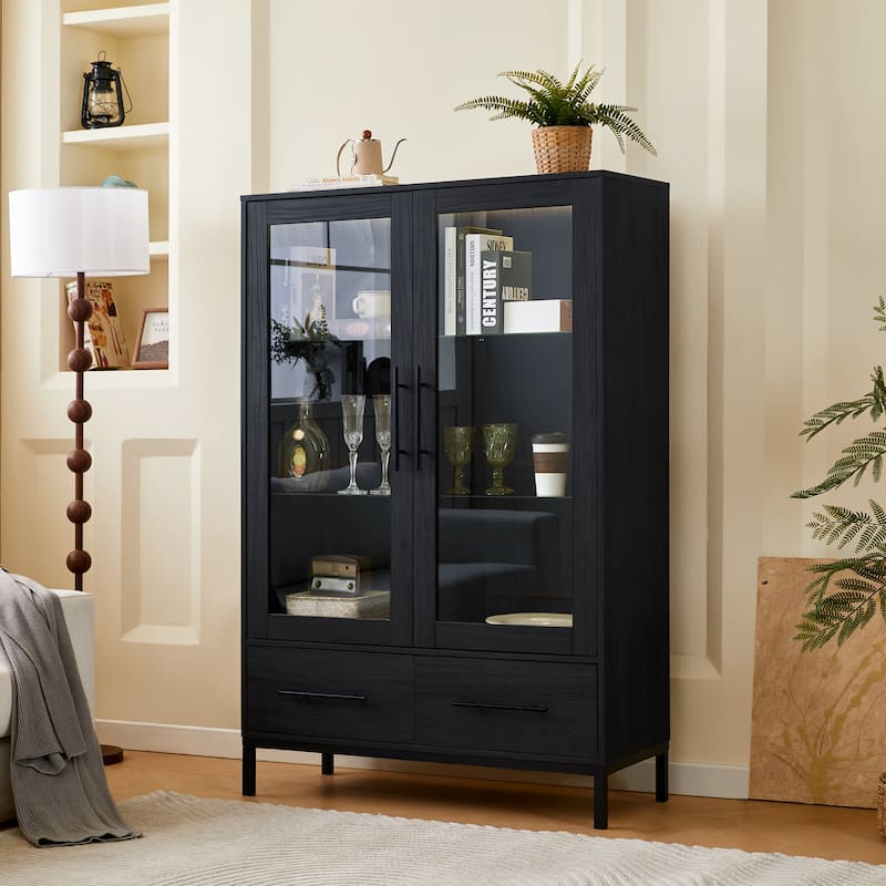 60"Tall Display Cabinet with Tempered Glass Door