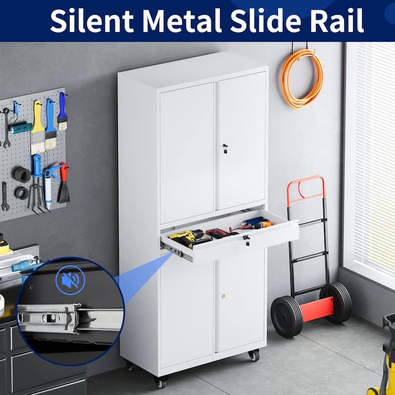 Steel Garage Storage Cabinet Rolling Tool Storage Cabinet with Adjustable Shelves