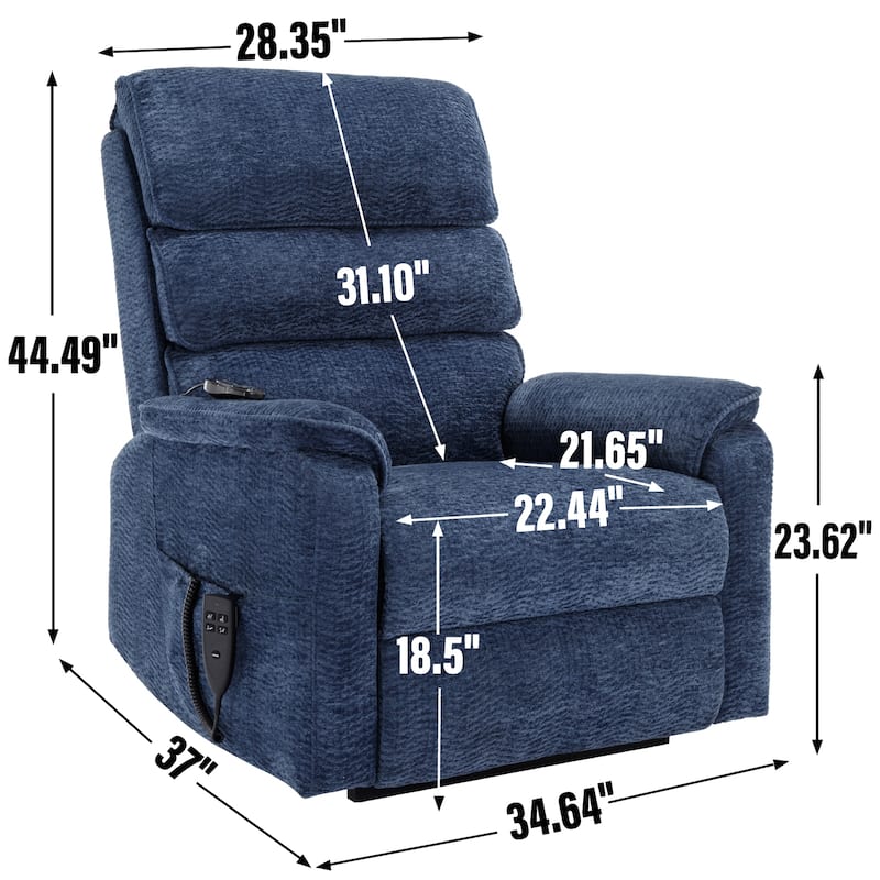 Casual Chenille Dual Motor Power Lift Recliner Chair for Elderly, Electric Sofa Chair with Heat Massage, Lving Room Single Sofa