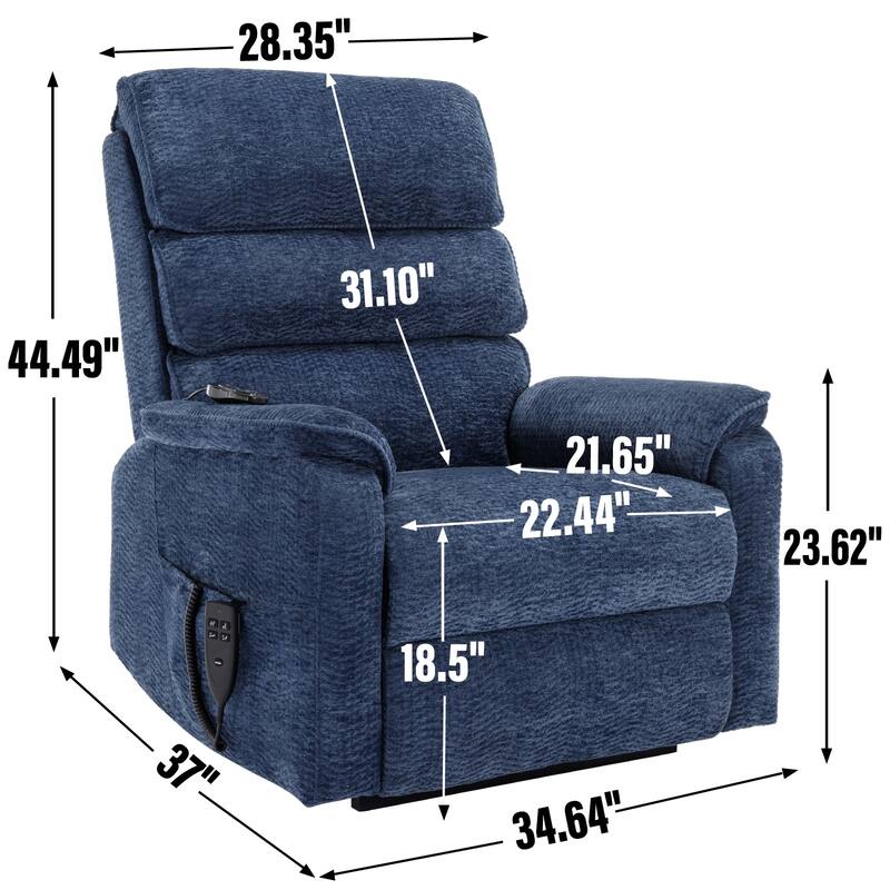 Chenille Dual Motor Infinite Power Lift Recliner Chair with Power-Remote, Heat Massage and Heavy Duty Motion Mechanism