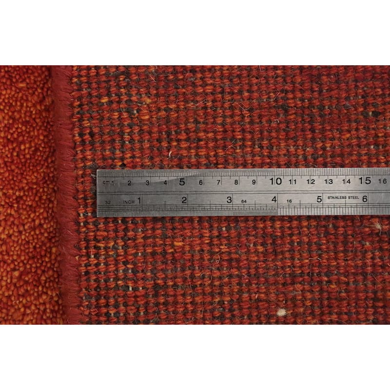 Hand Knotted Oriental 100% Wool Carpet Modern Solid Oranges & Rust Gabbeh Area Rug - 8' 9'' X 6' 2''