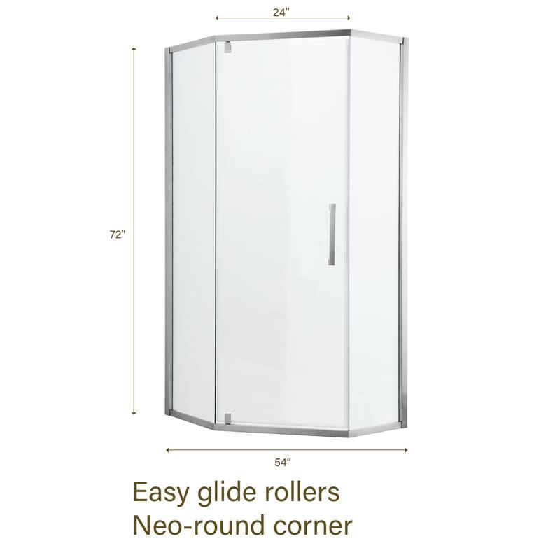 34"W x 72" H Framed Neo-Angle Hinged Shower Door - 34'' x 0.31'' x 72''