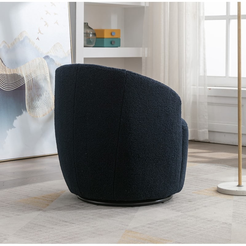 Swivel Barrel Chair,Teddy Fabric Upholstered Modern Round Accent Arm Chairs