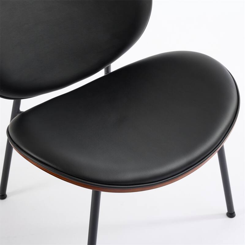 Modern Shell Chair Single Side Chair Tripod Black Leather Lounge Chair