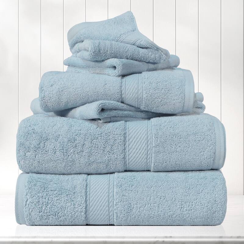 Blue Nile Mills Luxury 6-Piece Egyptian Cotton Towel Set, Thick Absorbent Bathroom Towels