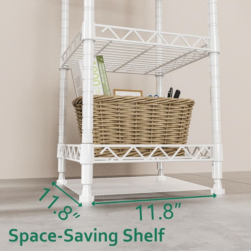 5 Tier Standing Shelving Metal Units - 11.8"D x 11.8"W x 50"H