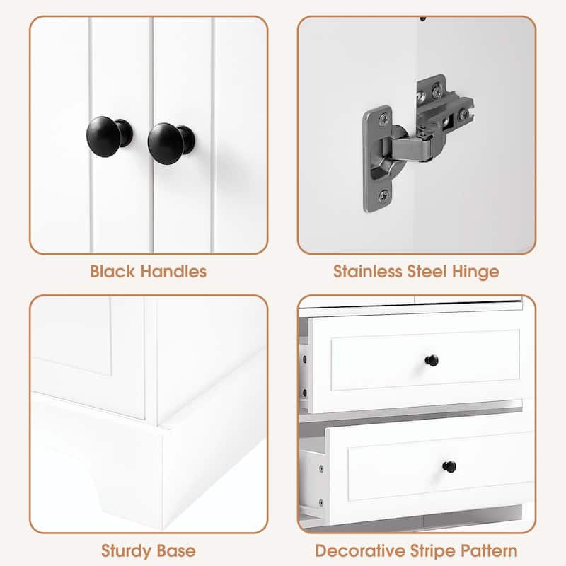 Storage Cabinet with 2 Doors and 4 Drawers