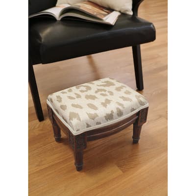 Taupe Cheetah Print Footstool