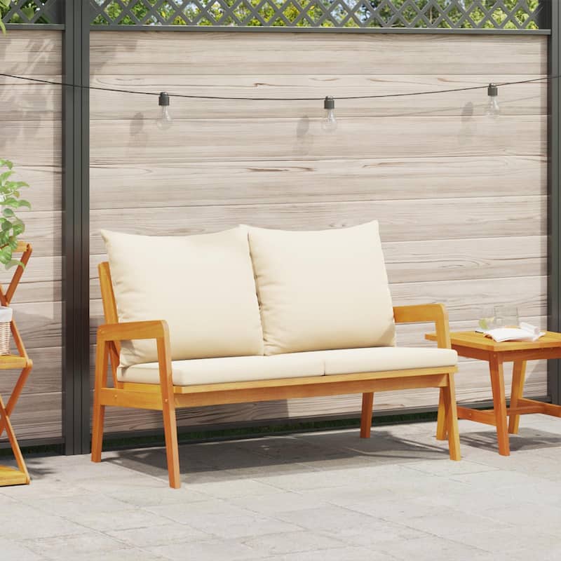 vidaXL Garden Bench with Cushions 45.3x25.6x28.0 in Solid Acacia Wood - 25.6 x 45.3 x 28.0