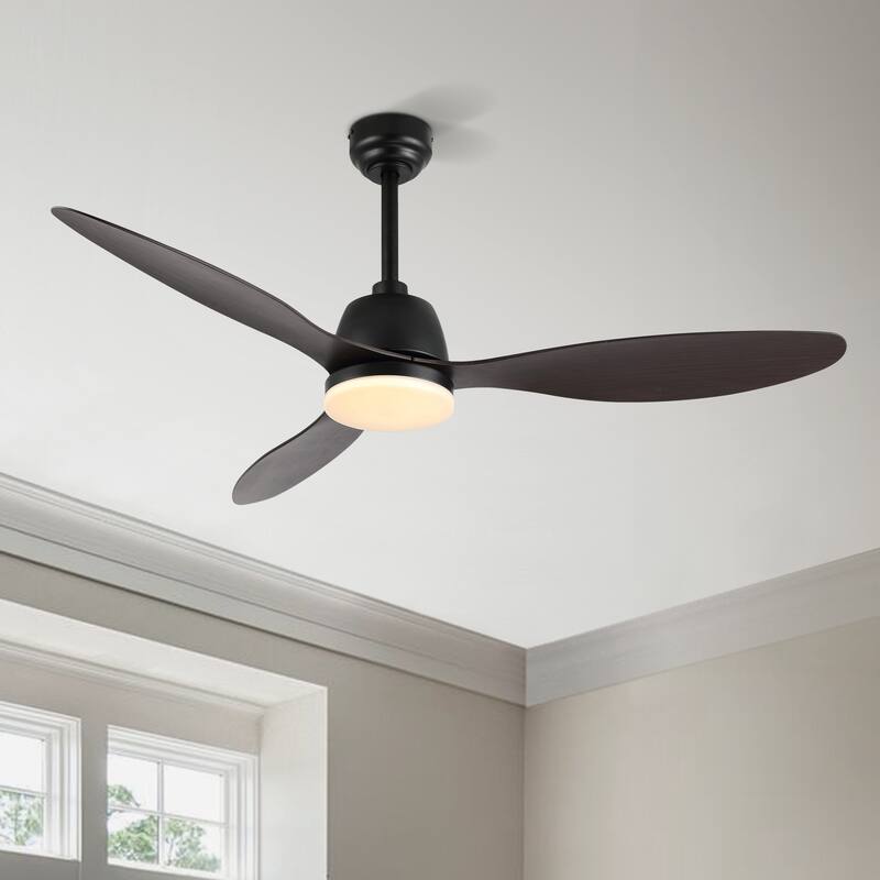 Aldrin 52" 1-Light Industrial Iron/Plastic Mobile-App/Remote-Controlled 6-Speed Propeller LED Ceiling Fan, by JONATHAN Y