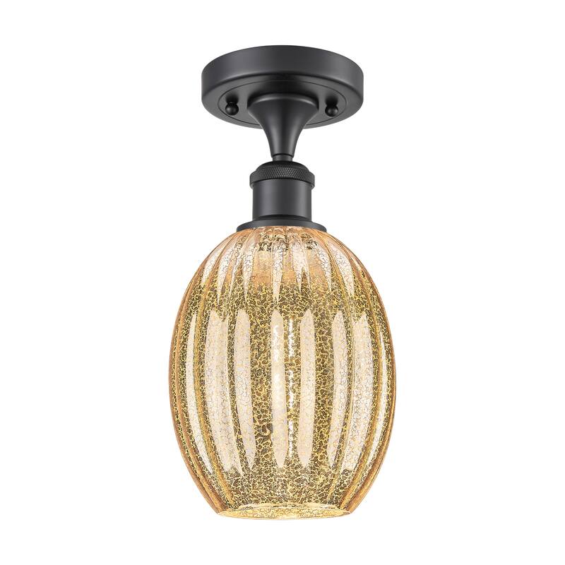 Innovations Lighting Endless Possibilities Ballston - Preston - 1 Light 6" Bulb Shade Semi-Flush Mount - Mercury/Matte Black