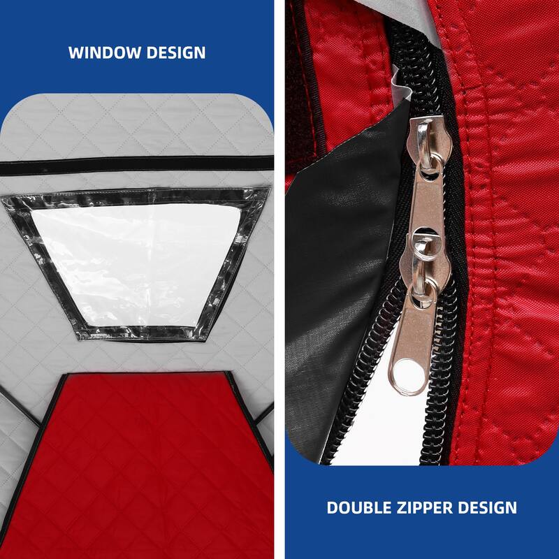 3-Layer Insulated Pop-up Canopy Portable Ice Shelter Ice Fishing Tent with 2 Doors and Carrying Bag
