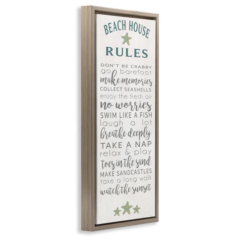 Stupell Fun Recreations Beach Rules Framed Floater Canvas Wall Art Design By Seven Trees Design