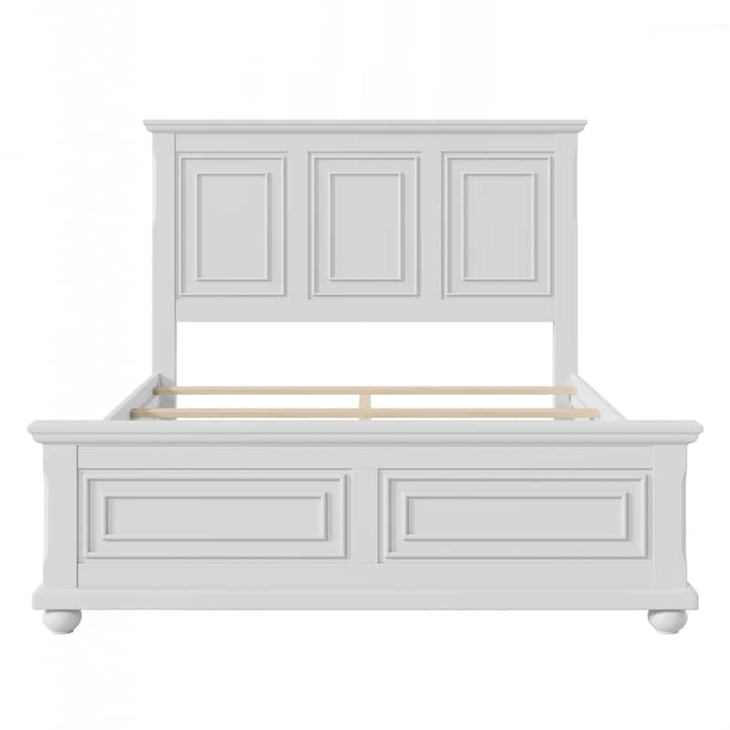 Traditional Town and Country Style Pinewood Vintage Tall Headboard Queen Bed Frame