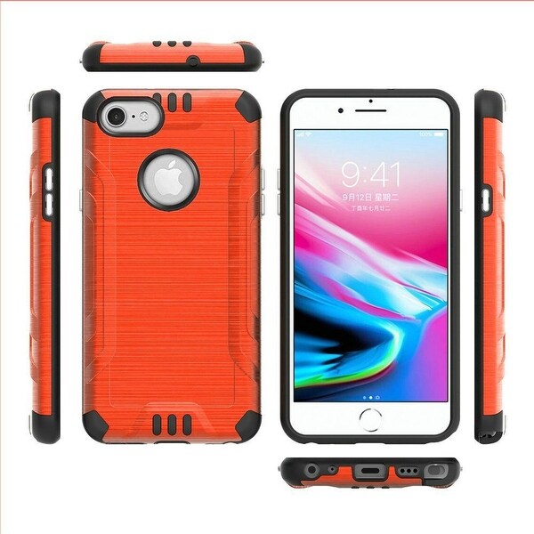 For Apple iPhone 7/8/SE (2020) Orange Combat Metallic Hard TPU Hybrid Case Cover