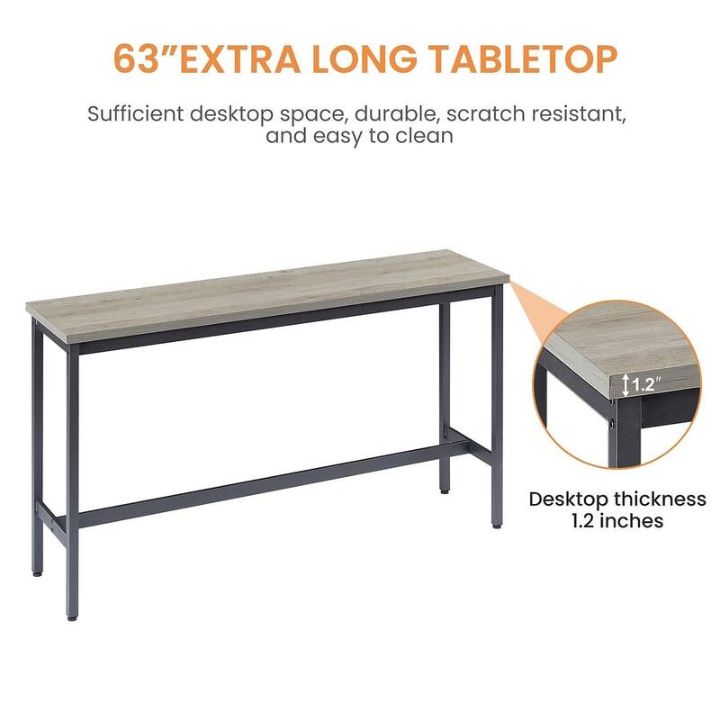 4 PCS Industrial Bar Table Set Long Bar Table with 3 PU Stools