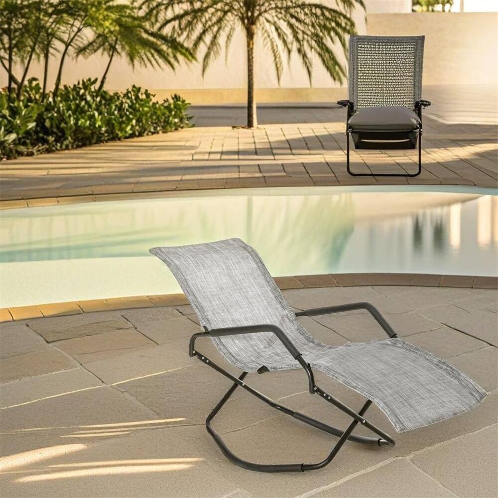 Outsunny Rocking Sun Lounger,Chaise Lounge Rocker for Sunbathing