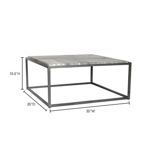 Aurelle Home Willow Marble Contemporary Coffee Table - 35 x 35 x 17 - 35 x 35 x 17