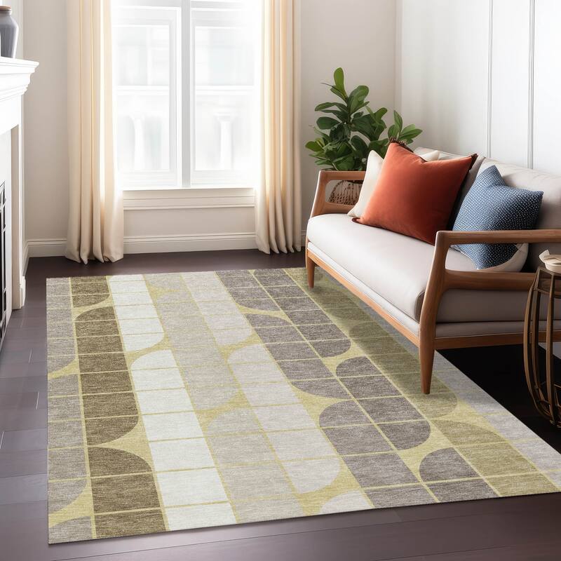 Machine Washable Indoor/ Outdoor Modern Finch Chantille Rug