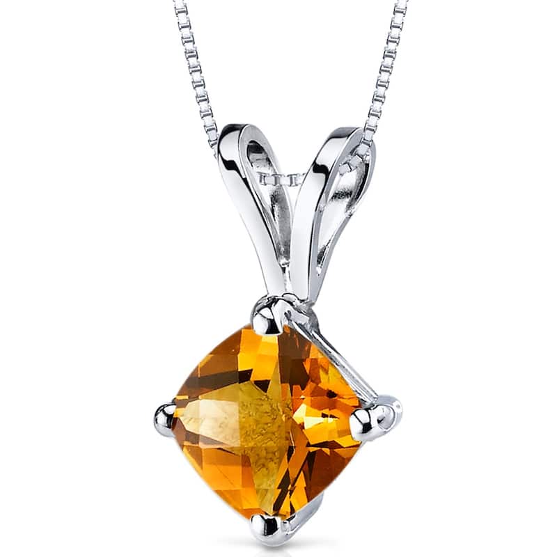 14k White Gold 0.82 ct Citrine Pendant Necklace