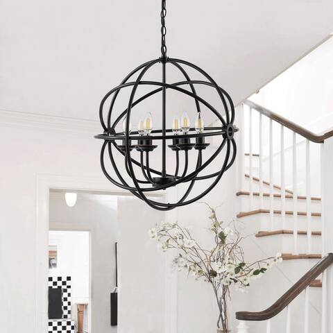 GetLedel 19.7" Farmhouse 6-Light Bronze Orb Pendant Chandelier