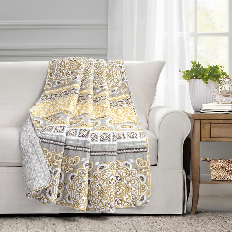 Lush Decor Nesco Throw Blanket - Yellow & Gray